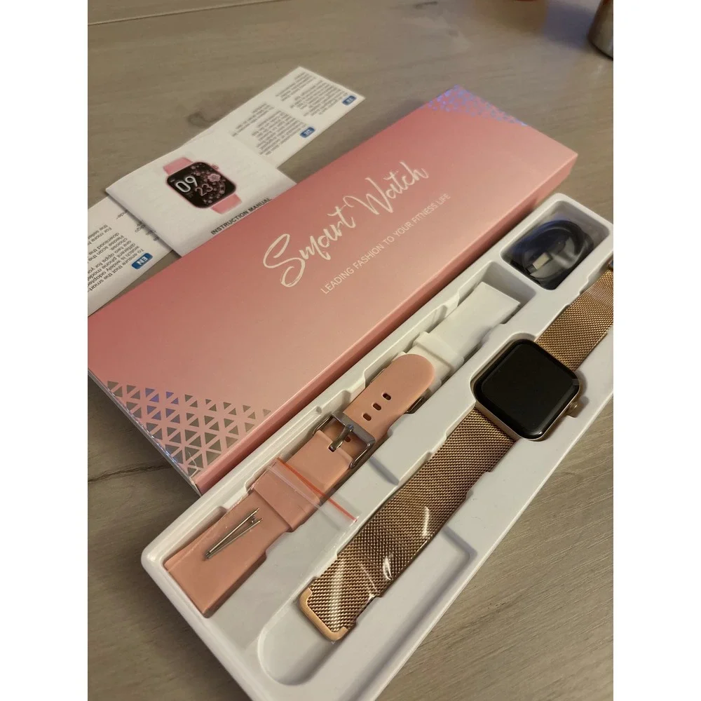 Smart Watch Rose Gold Mesh Band Pink Band Fitness‎ Tracker